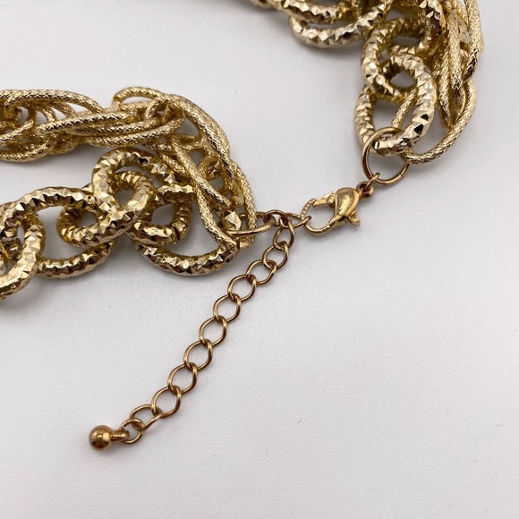 Textured Chains Gold Tone 2 Strand Necklace - Picture 5 of 6